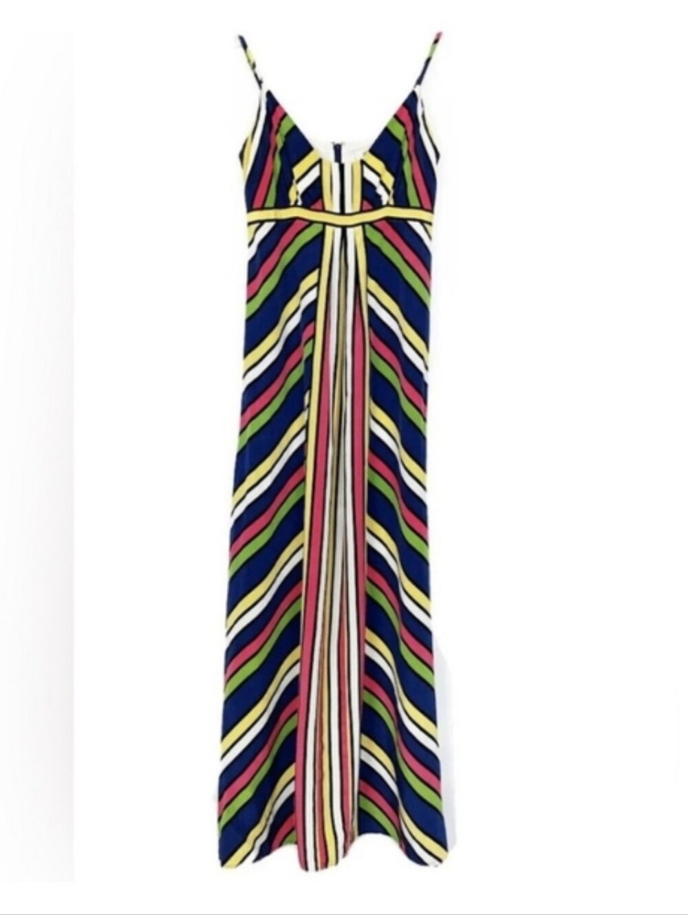 Beth Bowley Rainbow Striped Silk Maxi Dress, Size 4 Party/Brunch